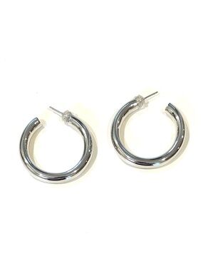 Jennifer Miller — White Gold Plated Medium Hoop Pierced Earrings